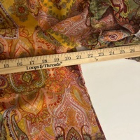 Women's Fig and Flower Blouse Size L Yellow Orange Paisley - Picture 4 of 8